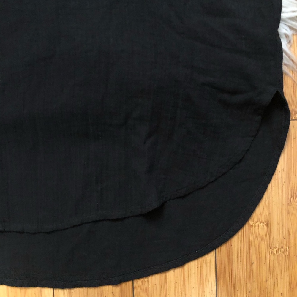 Eileen Fisher Organic Cotton Collarless Long Sleeves Black Shirt Dress size L - Picture 7 of 10